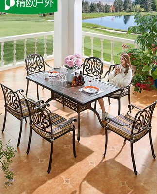 Bàn ghế ngoài trời sân vườn bàn ghế nhôm đúc sân vườn thư giãn ngoài trời sắt rèn chống thấm ban công chống nắng kết hợp ba món