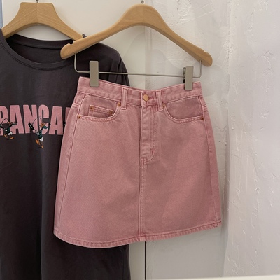 Trong nháy mắt, váy denim màu hồng của phụ nữ váy mùa hè 2022 mới nhỏ vui tươi giảm tuổi váy ngắn váy ngắn