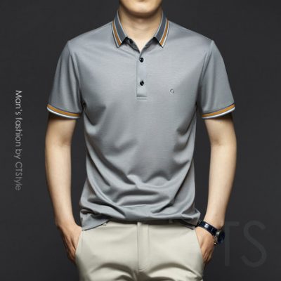 Người đàn ông ngắn tay màu bông lụa đánh thuê áo thun lụa màu trung niên cao cấp kinh doanh vải cotton mỏng mỏng mỏng manh áo sơ mi nam quần áo