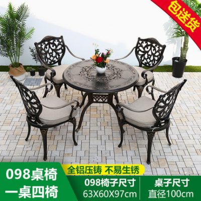 Bộ bàn ghế ngoài trời nhôm đúc kết hợp sân vườn bếp nướng Châu Âu bàn dài thư giãn ngoài trời bộ bàn ghế sắt ngoài trời