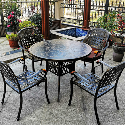 Bàn ghế nhôm đúc sân ngoài trời biệt thự sân vườn bàn ghế ngoài trời ban công ngoài trời bàn ghế chân sắt bộ ngũ sự