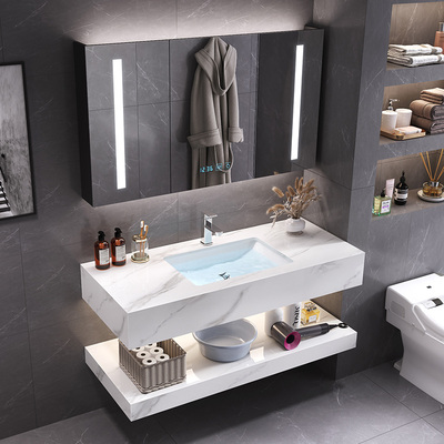 Phòng tắm Chậu rửa tay Chậu rửa tay Tấm đá Tủ phòng tắm Kết hợp Phòng tắm Vanity Tủ gương thông minh Đơn giản Giặt hiện đại