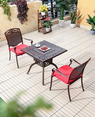 Bàn ghế nhôm đúc ngoài trời sân vườn biệt thự hiện đại tối giản nội thất tối giản chống thấm nước chống ăn mòn bàn ghế thư giãn kết hợp