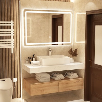 Phòng tắm sang trọng nhẹ kết hợp tủ phòng tắm tối giản hiện đại bồn rửa mặt bồn rửa mặt nhà vệ sinh bồn rửa mặt khách sạn