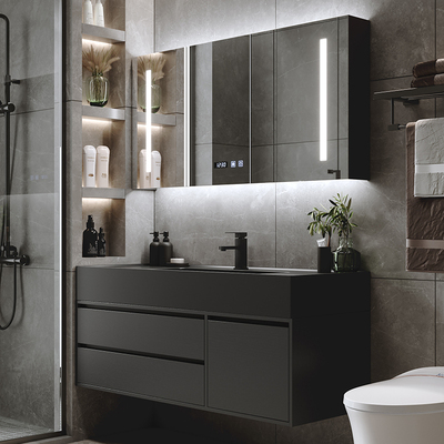 Tủ phòng tắm kết hợp hiện đại tối giản nhẹ nhàng sang trọng chậu rửa chậu rửa bằng gỗ rắn phòng tắm đá một bộ