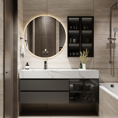 Hiện đại tối giản đá phiến một chậu tủ phòng tắm kết hợp ánh sáng sang trọng chậu rửa chậu rửa bộ nhà vệ sinh