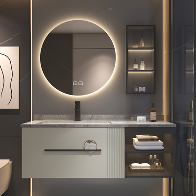 Slate gỗ sồi sơn tủ phòng tắm kết hợp phòng tắm bồn rửa mặt hiện đại ánh sáng sang trọng tủ phòng tắm bồn rửa mặt