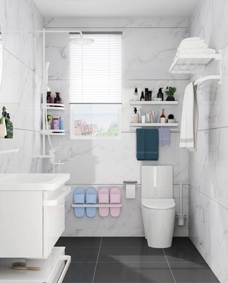 Giá treo khăn tắm màu trắng miễn phí đục lỗ giá treo phòng tắm tối giản kiểu Bắc Âu treo tường gấp giá treo khăn tắm không gian nhôm