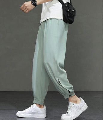 Quần của nam giới mùa hè mỏng băng lụa quần của nam giới quần âu nam quần dài thể thao lỏng lẻo quần chín điểm thủy triều thương hiệu quần nhỏ