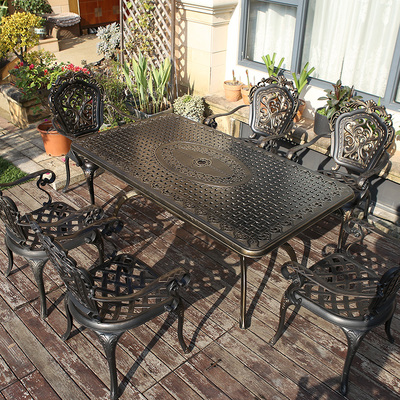 Bàn ghế nhôm đúc ngoài trời bộ bàn ghế ngoài trời biệt thự giải trí mái nhà sân vườn ngoài trời sắt rèn bàn chống thấm hiên