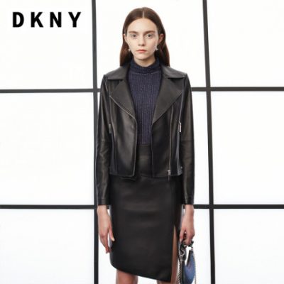 DKNY / Don Kenaer 2022 mùa xuân mới áo khoác da gió da cừu nữ da cừu cổ điển mới