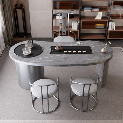 Bàn trà đá phiến kiểu mới bàn trà gia đình kiểu trung quốc bàn trà văn phòng cao cấp thép không gỉ hiện đại tối giản bàn trà mới 2022