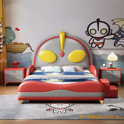 Giường trẻ em Ultraman bé trai Giường đơn 1,2m phim hoạt hình sáng tạo Giường trẻ em sáng tạo hiện đại phòng ngủ tối giản đồ nội thất bằng gỗ rắn
