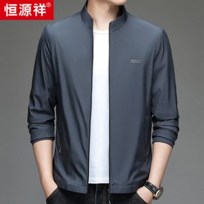 Áo khoác nam Hengyuanxiang 2022 Mới mùa xuân và mùa thu Trung niên nam doanh nhân được trang bị bóng chày Cổ áo khoác thường Áo khoác mỏng