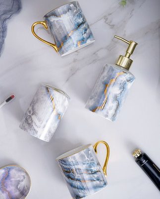 Black Van Light Bộ rửa phòng tắm sang trọng cao cấp Bộ đồ dùng nhà tắm bằng gốm sứ 5 món cao cấp của Châu Âu Bộ đồ dùng phòng tắm