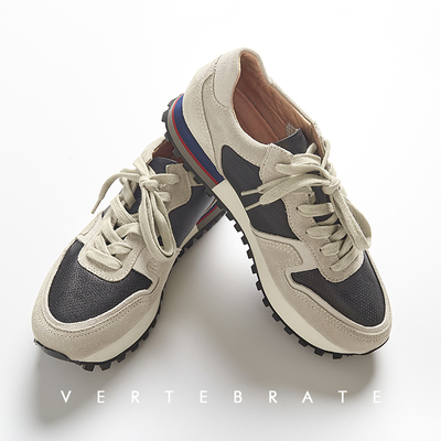 Có xương sống của đàn ông da lộn da lộn màu tương phản giày thể thao đường phố ánh sáng hoang dã Giày thường Hàn Quốc da thật của nam giới