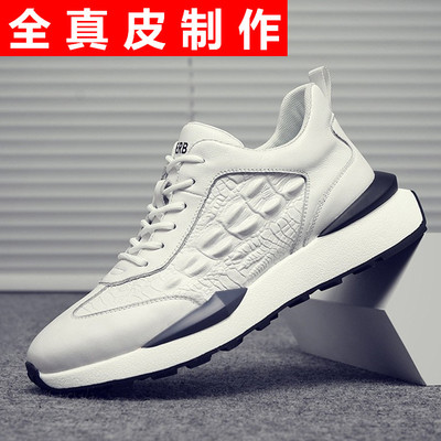 Giày thể thao đế dày chống mài mòn của nam giới mùa xuân nam thường xuyên lớp ngón chân da bò Giày cha nam Phiên bản Hàn Quốc của giày trắng nam thời trang