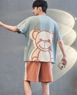 Đồ ngủ của nam giới mùa hè cotton ngắn tay nam giới mặc nhà mùa hè nam giới mỏng cotton phù hợp với thanh niên