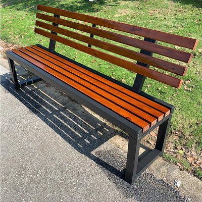 Ghế công viên gỗ nhựa ghế ngoài trời sắt rèn sân trong chống ăn mòn gỗ rắn dài ghế tựa vuông tựa lưng ghế thư giãn không thấm nước