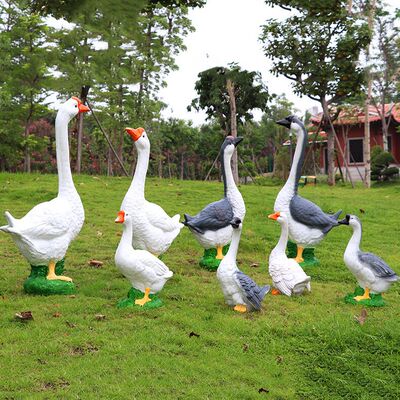 Mô phỏng đồ trang trí ngỗng trắng lớn ngoài trời vườn cảnh quan điêu khắc động vật mô hình vườn sân cỏ trang trại trang trại
