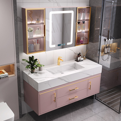 Slate nhẹ sang trọng tủ phòng tắm bằng gỗ chắc chắn chậu rửa hiện đại một chậu kết hợp chậu rửa phòng tắm chậu rửa đôi chậu rửa