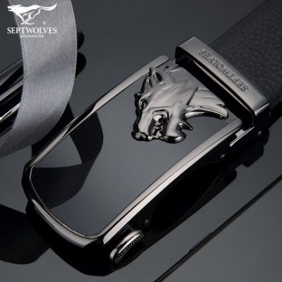 Thắt lưng da thật Septwolves thắt lưng nam da tự động khóa thời trang thanh niên thắt lưng da mềm xu hướng da trẻ mới