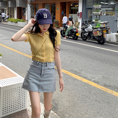 BigKing Dajin's cạp cao cạp cao mỏng màu sáng váy nữ hot girl mùa hè A-line váy ngắn ngọt ngào xu hướng váy mát mẻ