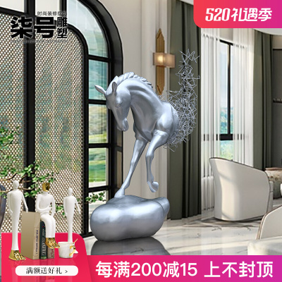 Phòng bán hàng sảnh văn phòng trừu tượng điêu khắc đầu ngựa khách sạn biệt thự ngoài trời quy mô lớn hạ cánh may mắn trang trí tác phẩm nghệ thuật tùy chỉnh
