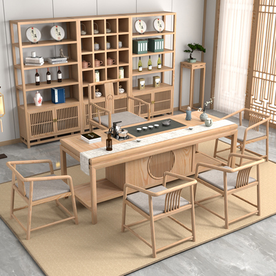 Bàn trà gỗ nguyên khối kiểu Trung Quốc mới kết hợp bàn trà văn phòng pha trà bóp bàn trà bộ bàn pha trà gia dụng một cm