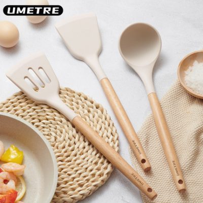 Thìa silicone đặc biệt chống dính Umetre Thìa nấu ăn gia dụng nhiệt độ cao Thìa nấu ăn kiểu châu Âu Bộ đồ dùng nhà bếp