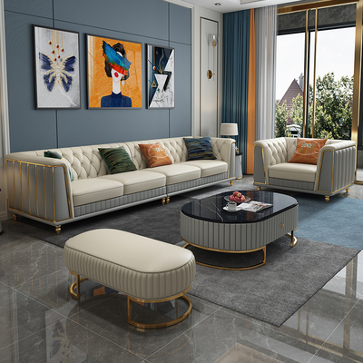 Sofa da cao cấp nhẹ phòng khách căn hộ nhỏ nội thất hiện đại tối giản biệt thự Sofa da thẳng cao cấp Châu Âu