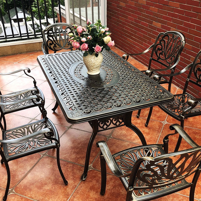 Bàn ghế ngoài trời nhôm đúc phong cách Châu Âu bàn ăn thư giãn sân vườn ngoài trời sân vườn biệt thự nhà sắt rèn ngoài trời bàn ghế ngoài trời