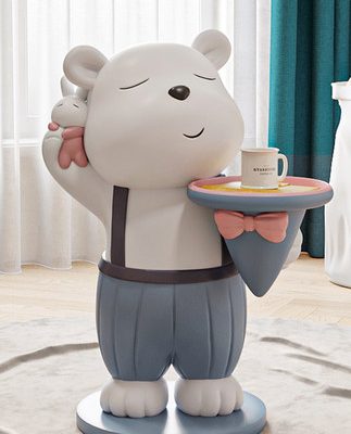 Bạo lực Gấu lớn trên sàn trang trí Khay ánh sáng sang trọng Net màu đỏ trang trí phòng khách Trang trí phòng khách Tủ TV bên cạnh ghế sofa