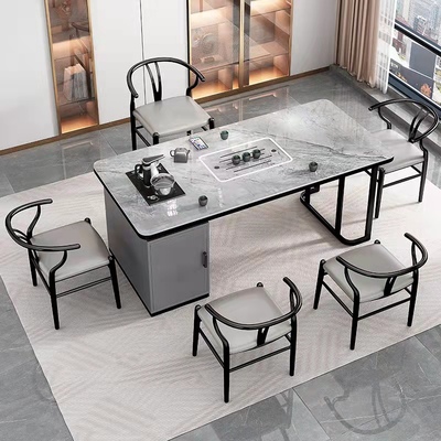 Bộ bàn ghế Kung Fu đá phiến sang trọng nhẹ mới kết hợp bàn ghế phòng khách hiện đại đơn giản ban công văn phòng bộ bàn trà tất cả trong một