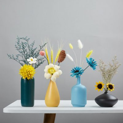 Bình trang trí phòng khách cắm hoa trang trí hoa khô Nordic ins nhỏ bàn ăn bằng gốm sứ tủ tivi phụ kiện nhà ánh sáng sang trọng