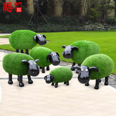 Phim hoạt hình cừu đồ trang trí ngoài trời sợi thủy tinh gia cố cỏ nhựa trồng cừu điêu khắc công viên phong cảnh bất động sản bãi cỏ sân trong trang trí sáng tạo