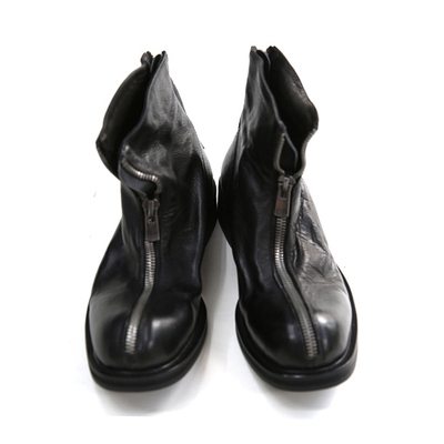 SOUTHPAW + 1 cửa hàng quần áo nam mùa thu sản phẩm mới dây kéo phía trước ngành công nghiệp nặng Giày da cao gót Martin tối màu của Anh