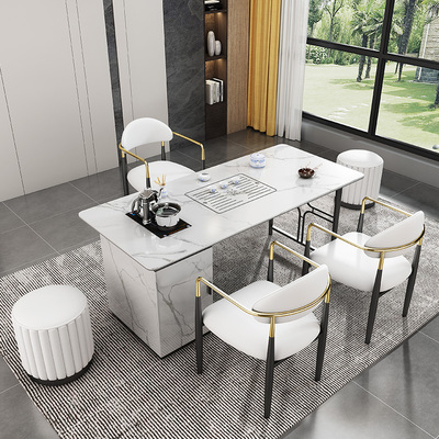 Bàn trà đá phiến sang trọng nhẹ và ghế kết hợp bàn trà kung fu tối giản hiện đại ban công nhà văn phòng một bàn cà phê nhỏ