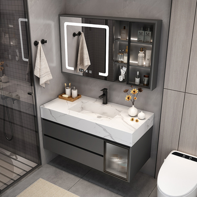 Hiện đại tối giản đá phiến nhẹ sang trọng tủ phòng tắm sang trọng kết hợp gỗ rắn rửa mặt rửa tay phòng tắm bồn rửa mặt gương hồ bơi tùy chỉnh