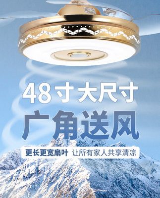 Biến tần bluetooth âm thanh vô hình quạt đèn nhà hàng khách nhà hàng quạt trần đèn phòng ngủ hộ gia đình trần một với quạt đèn chùm