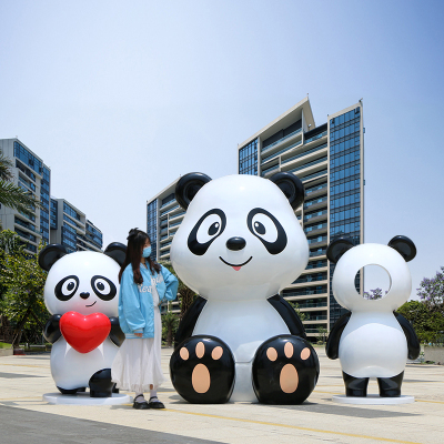 Sợi thủy tinh Panda Thủ công mỹ nghệ Ngoài trời Lưới màu đỏ Đục Khu vườn Rừng Phong cảnh Khu vực bán hàng Bộ phận bán hàng Trung tâm mua sắm Đồ trang trí trang trí sàn