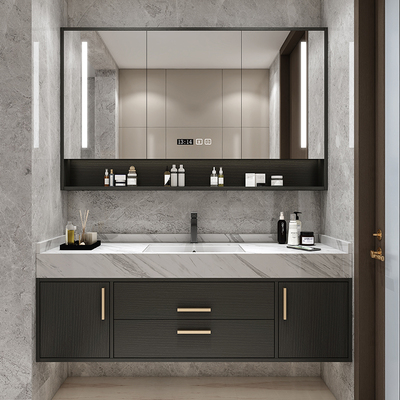 Tủ phòng tắm bằng đá phiến sang trọng nhẹ kết hợp chậu rửa đôi hiện đại tối giản chậu rửa chậu rửa chậu rửa nhà vệ sinh bộ chậu rửa