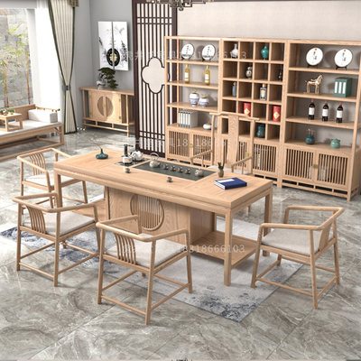 Bàn ghế trà gỗ tần bì kiểu Trung Quốc mới kết hợp bàn ghế cà phê Zen hiện đại tối giản Bàn trà Kung Fu Bàn trà văn phòng