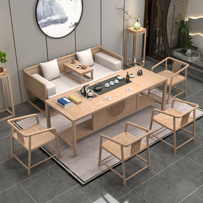 Phong cách Trung Quốc mới gỗ rắn hiện đại tối giản bàn trà gỗ tần bì kết hợp bàn trà gia dụng bàn trà phòng khách bàn trà bàn trà