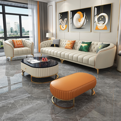 Sofa vải hiện đại công nghệ sang trọng nhẹ nhàng phòng khách căn hộ nhỏ đơn giản hàng ghế thẳng da bốn người kết hợp nội thất cao cấp