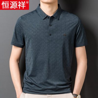 Hengyuanxiang áo thun ngắn tay của nam giới 2022 mùa hè băng lụa nửa tay áo thun polo của bố trung niên Quần áo nam mỏng