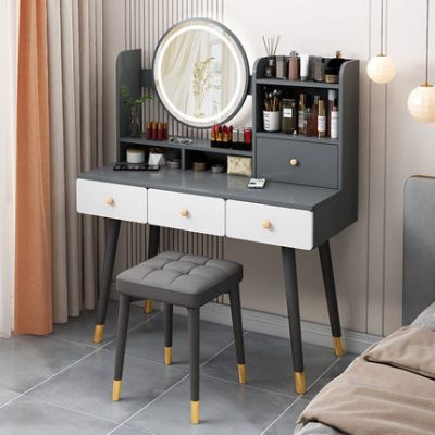 Bàn trang điểm gia đình căn hộ nhỏ net red ins gió bàn trang điểm phòng ngủ hiện đại tối giản tủ đựng đồ tích hợp bàn trang điểm