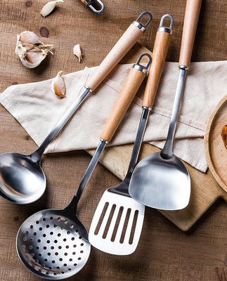 Thìa nội trợ hiện đại cán thìa thép không gỉ gia dụng thìa thìa gỗ thìa xẻng bộ nấu ăn thìa thìa đặc biệt dụng cụ nhà bếp