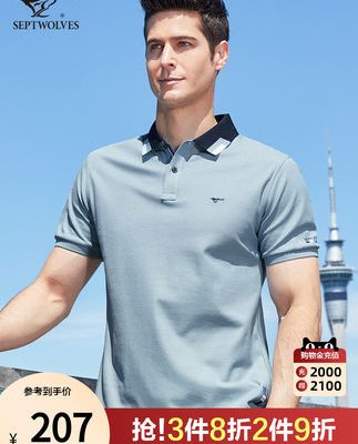 Septwolves áo thun ngắn tay nam mùa hè trung niên lỏng ve áo băng được đánh thuê bông đáy áo thun polo nam