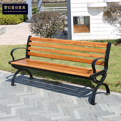 Ghế băng ngoài trời công viên ghế thư giãn công cộng tựa lưng ghế ngoài trời vuông nghỉ ngơi băng ghế dài chống ăn mòn ghế gỗ rắn